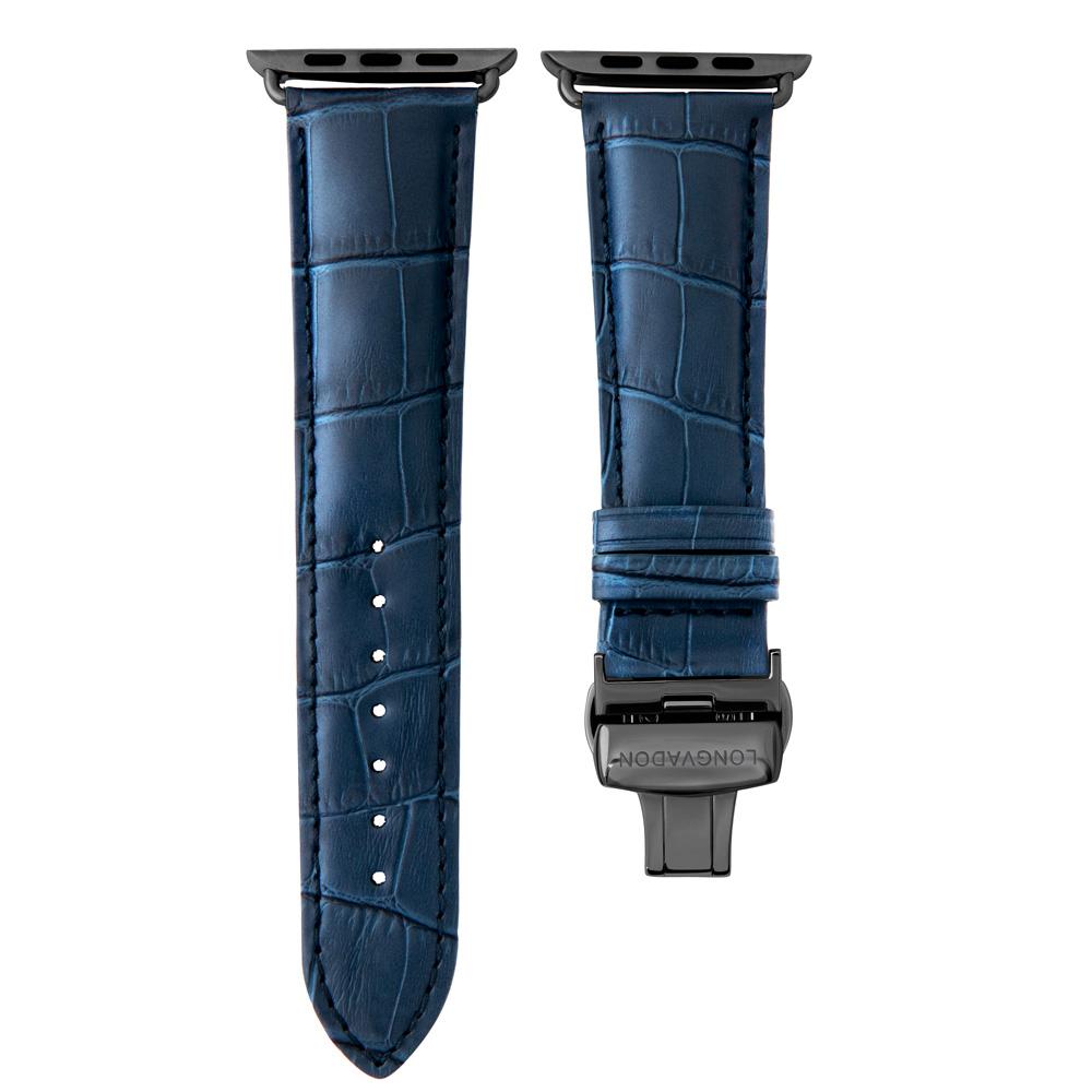Alligator Navy Blue für Herren | Geprägtes Lederarmband für Apple Watch (Blau)-BerlinBravo