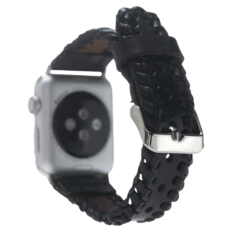 Braided Classic | Lederarmband kompatibel Apple Watch-Schwarz-BerlinBravo