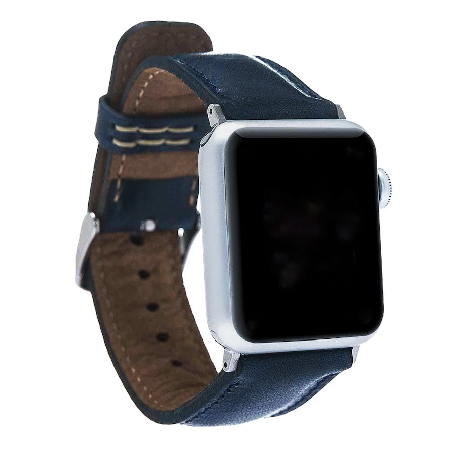 Classic Armband aus Glattleder | Kompatibel mit Apple Watch-Dunkelblau-BerlinBravo