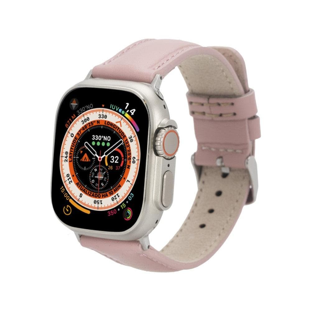 Classic Armband aus Glattleder | Kompatibel mit Apple Watch-Nude Pink-BerlinBravo