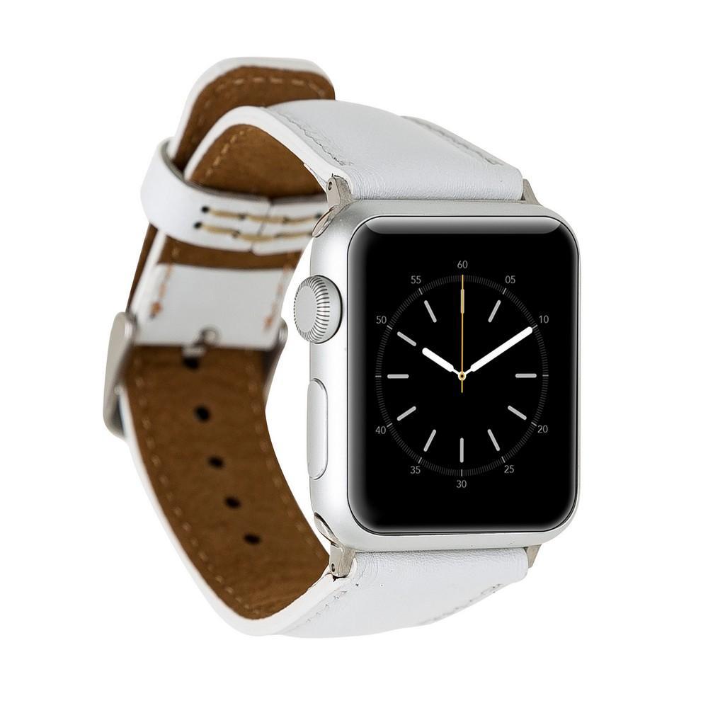Classic Armband aus Glattleder | Kompatibel mit Apple Watch-Weiß-BerlinBravo