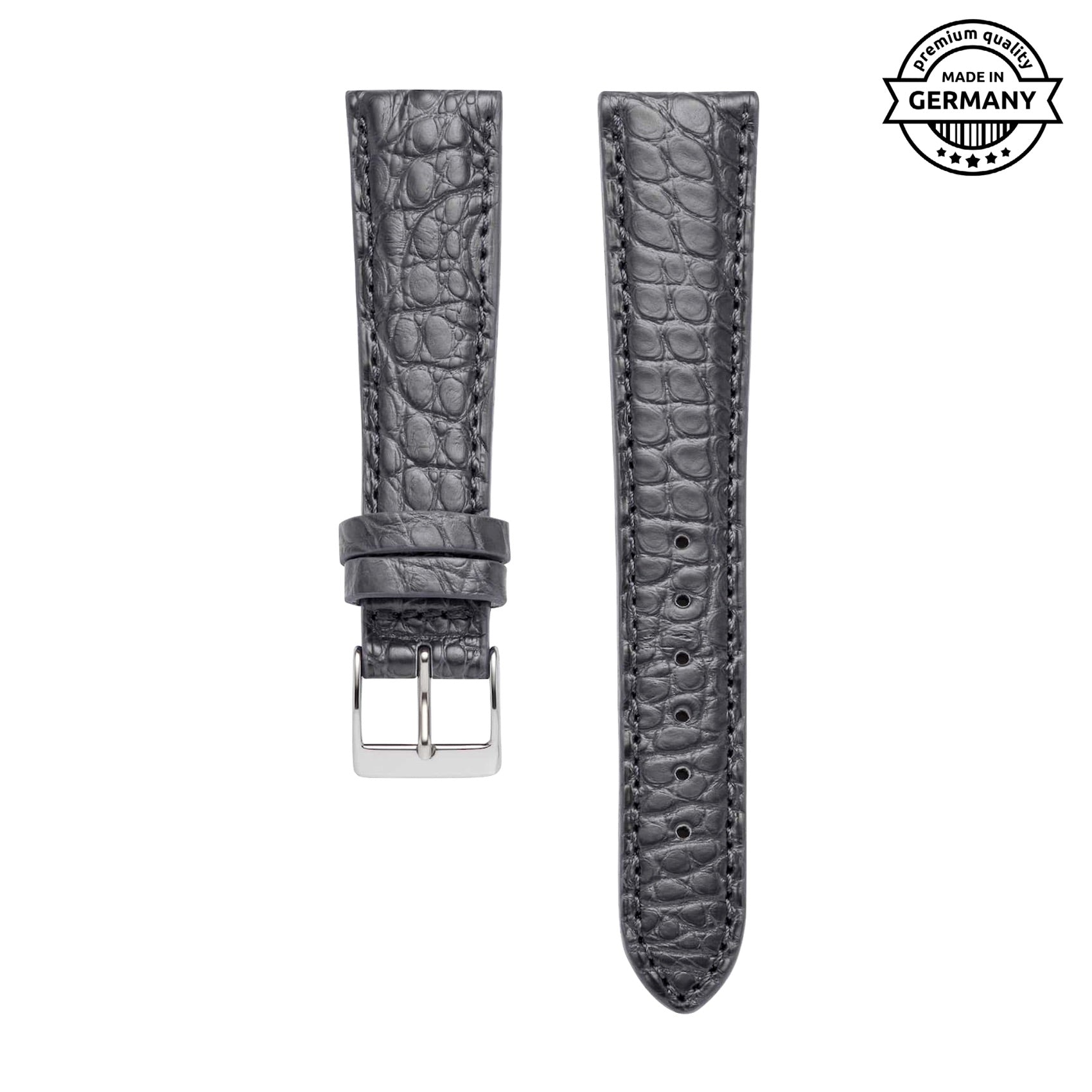 Frosted Louisiana Alligator Classic | Armband aus Alligator Leder kompatibel mit Apple Watch-Grau-BerlinBravo
