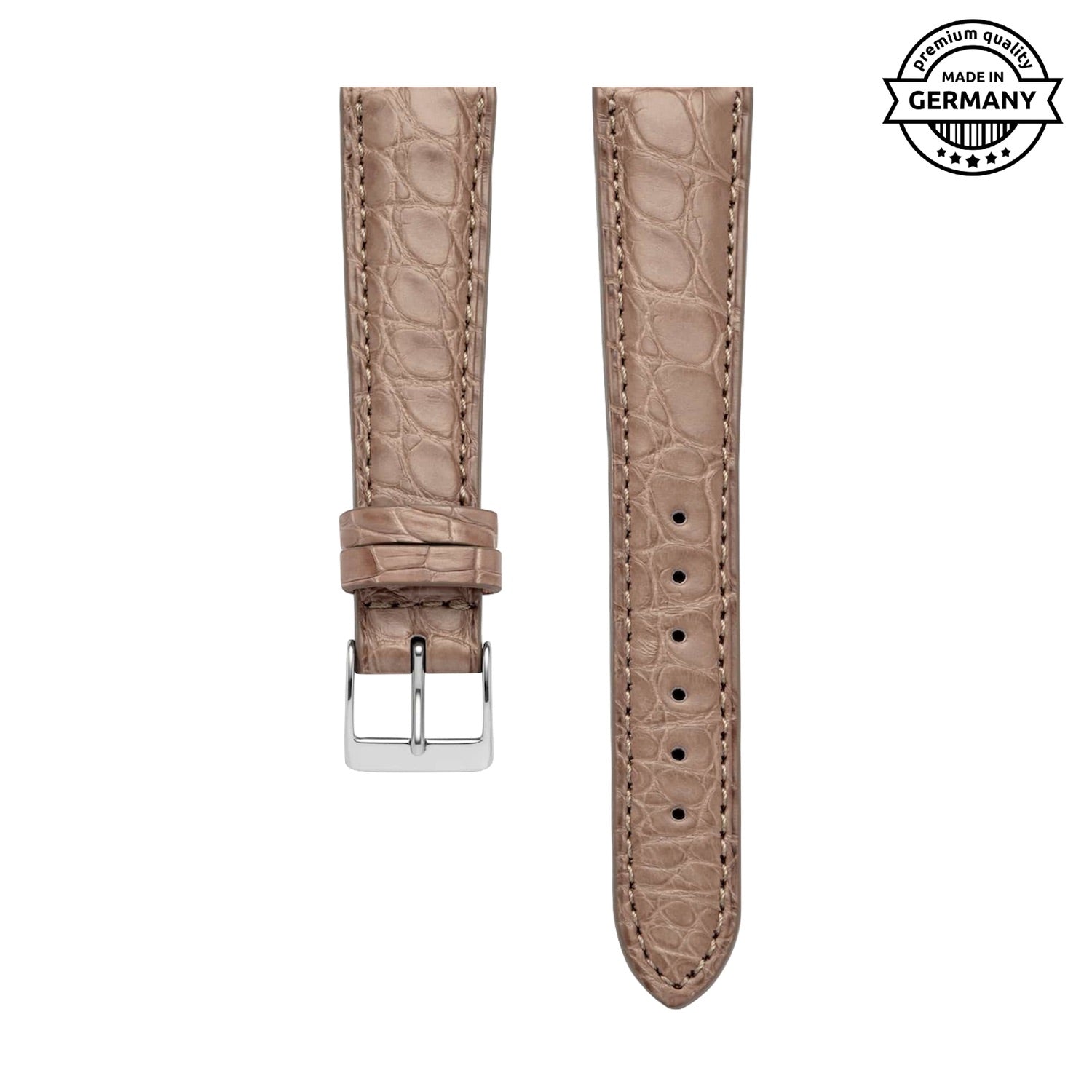 Frosted Louisiana Alligator Classic | Armband aus Alligator Leder kompatibel mit Apple Watch-Taupe-BerlinBravo