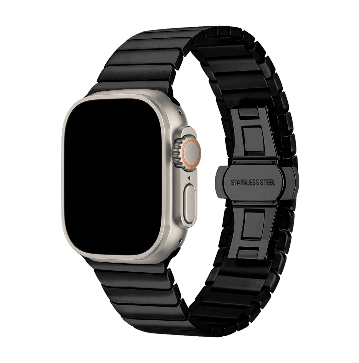 Edelstahl Gen. 1 | Gliederarmband kompatibel mit Apple Watch Ultra-Schwarz-BerlinBravo