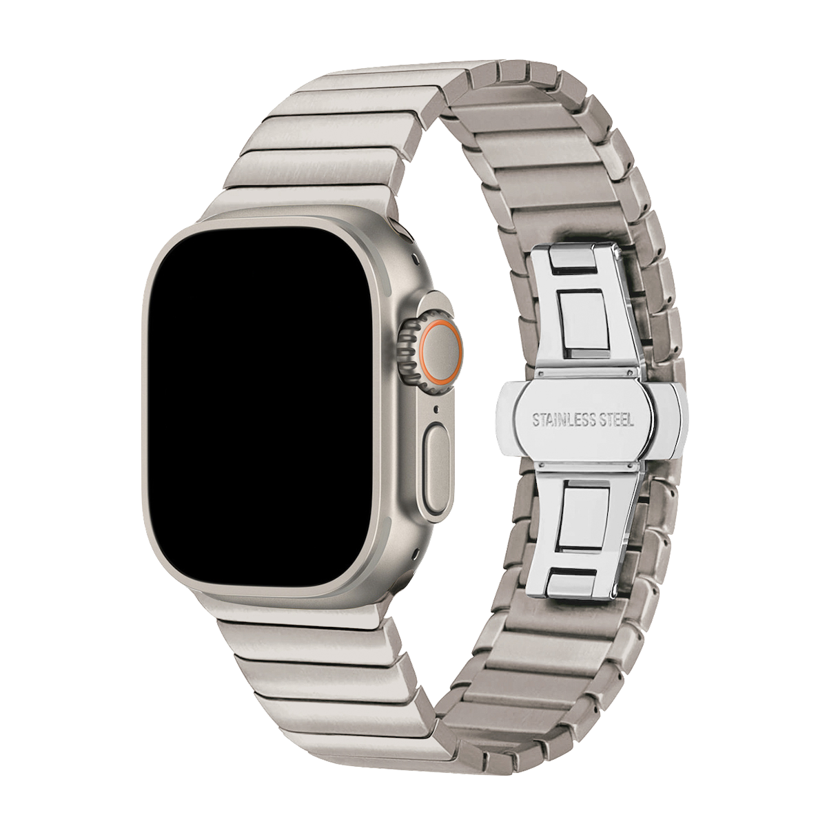 Edelstahl Gen. 1 | Gliederarmband kompatibel mit Apple Watch Ultra-Silber-BerlinBravo