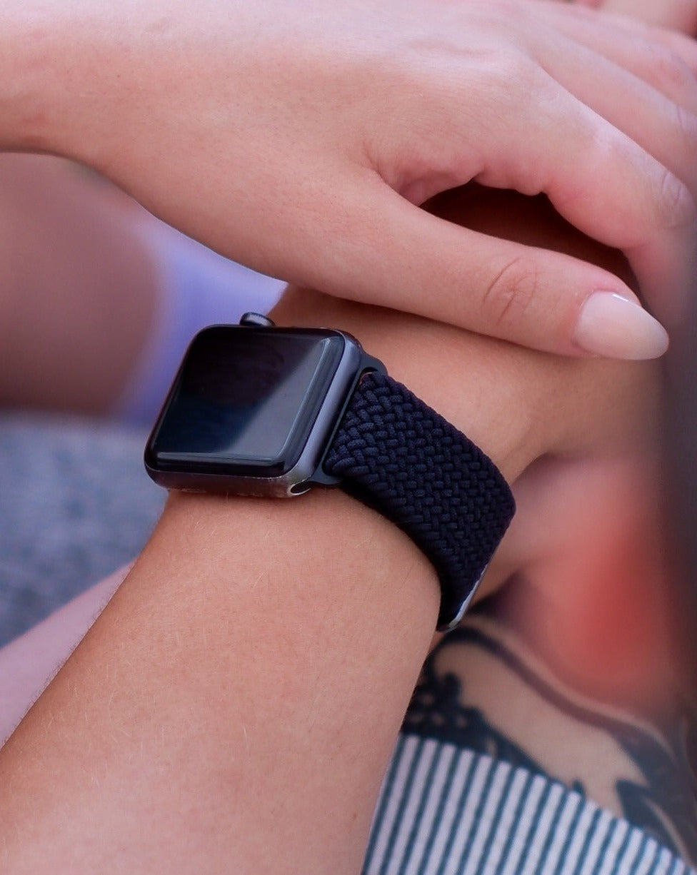 Gezopftes Flex Armband | Kompatibel mit Apple Watch-BerlinBravo #farbe_schwarz