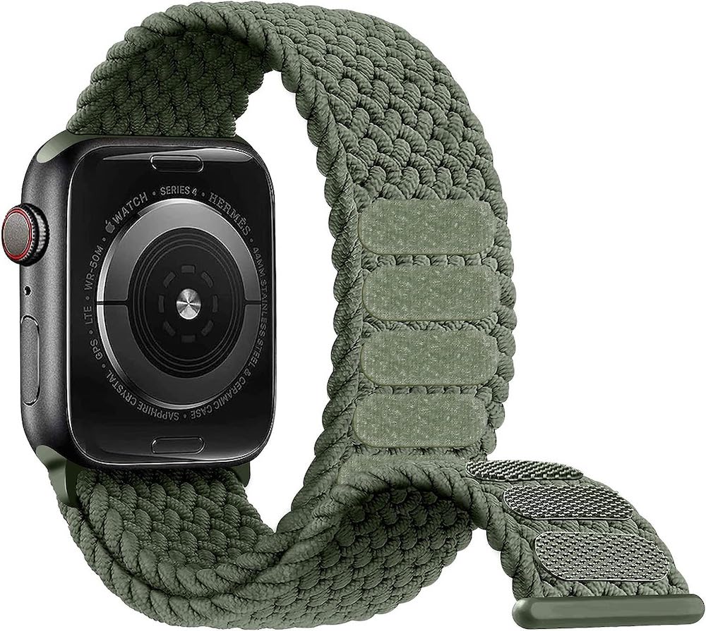 Gezopftes Nylon Armband | Kompatibel mit Apple Watch-BerlinBravo #farbe_invernessgrün
