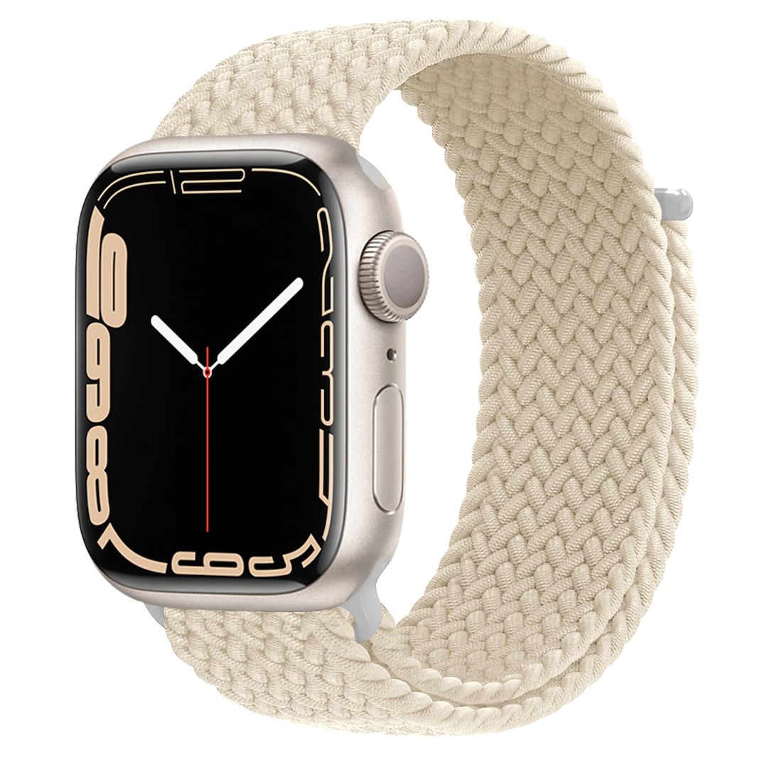 Gezopftes Nylon Armband | Kompatibel mit Apple Watch-Starlight-BerlinBravo #farbe_starlight