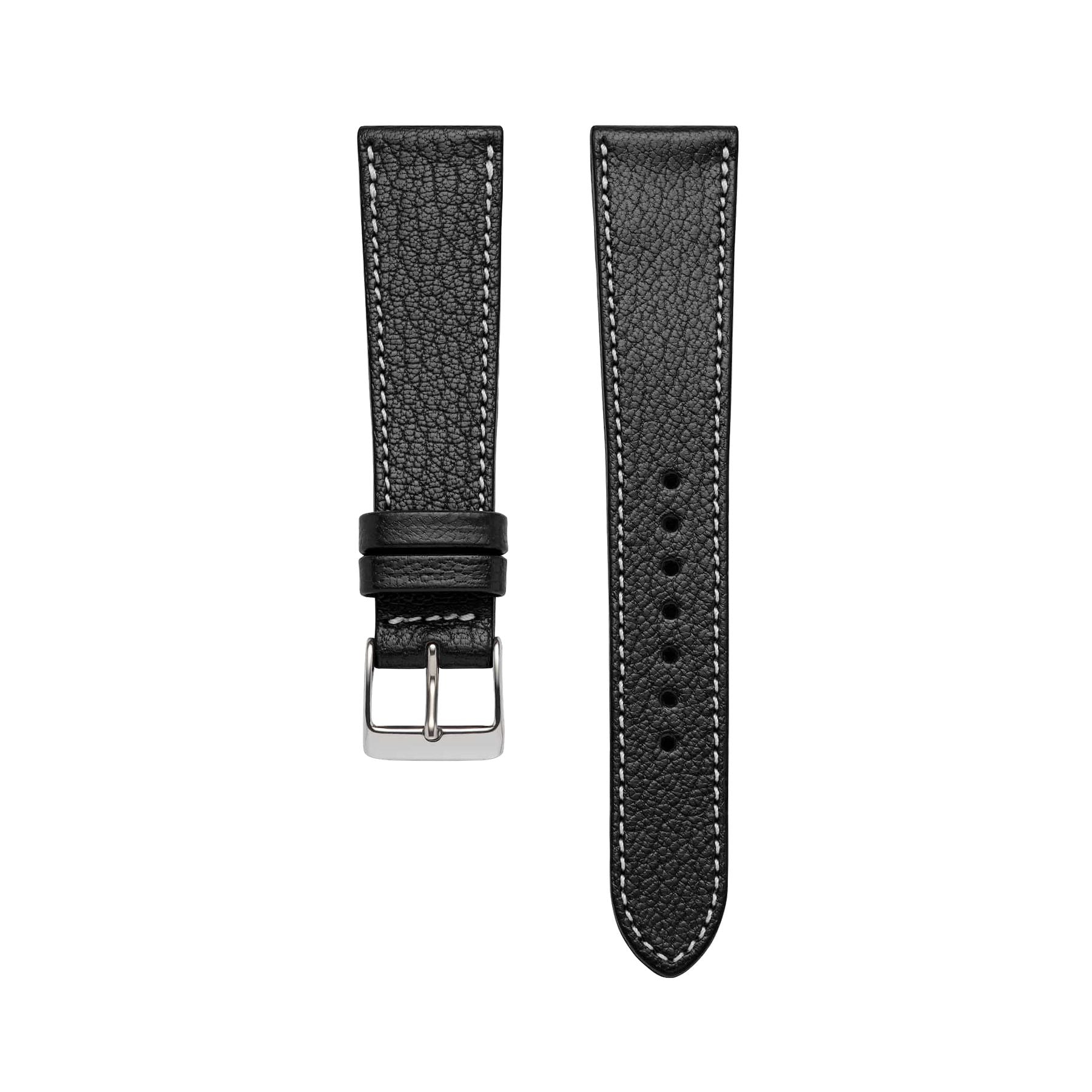 Goat Leather Slim | Armband aus Ziegenleder kompatibel mit Apple Watch-Schwarz-BerlinBravo