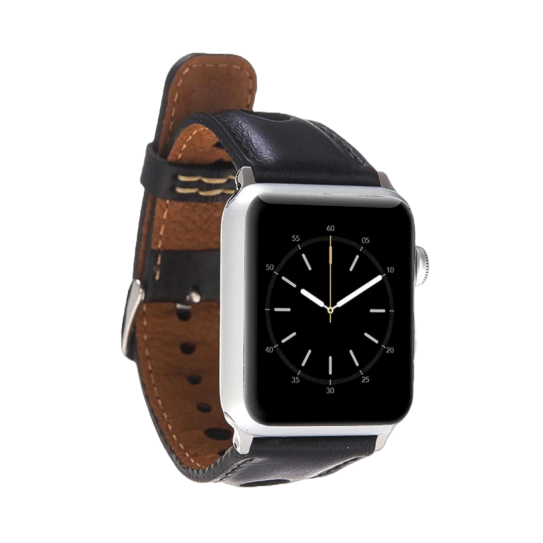 Holo Classic | Lederarmband kompatibel mit Apple Watch-Schwarz-BerlinBravo