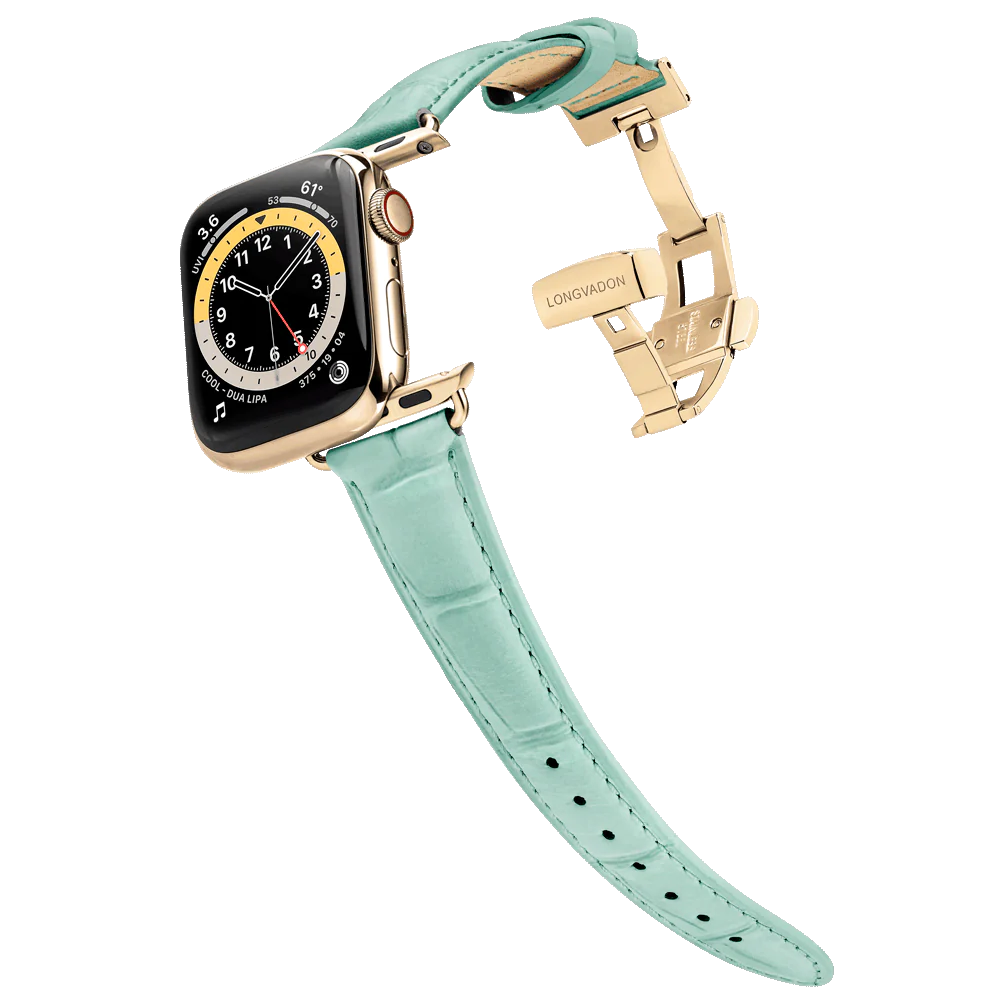 Alligator Mint für Damen | Geprägtes Lederarmband für Apple Watch (Grün)-Apple Watch Armbänder kaufen