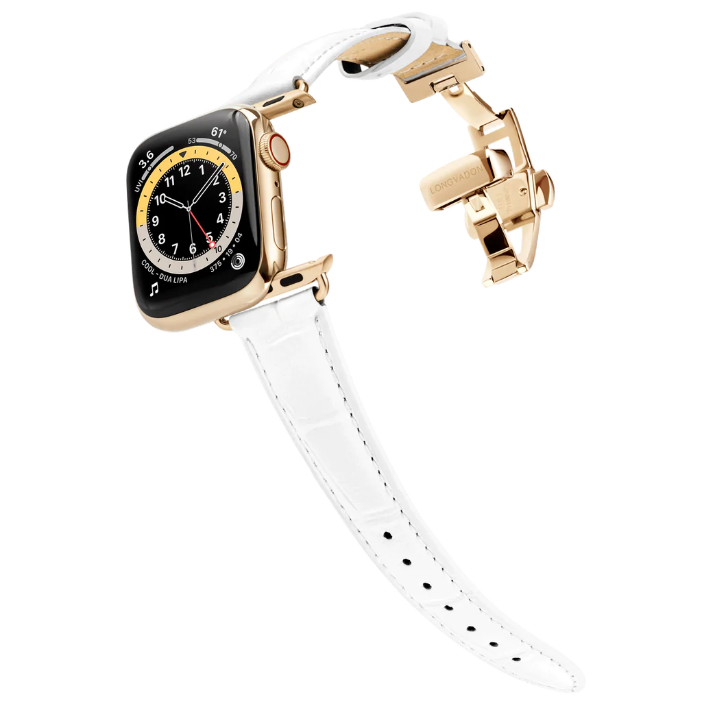 Alligator Snow White für Damen | Geprägtes Lederarmband für Apple Watch (Weiss)-Apple Watch Armbänder kaufen