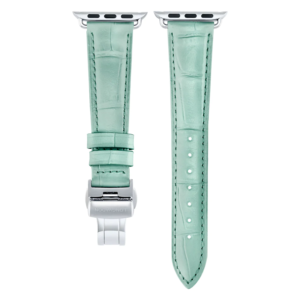 Alligator Mint für Damen | Geprägtes Lederarmband für Apple Watch (Grün)-Apple Watch Armbänder kaufen