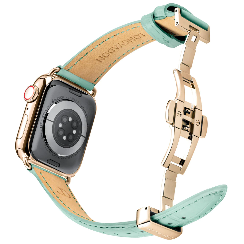 Alligator Mint für Damen | Geprägtes Lederarmband für Apple Watch (Grün)-Apple Watch Armbänder kaufen