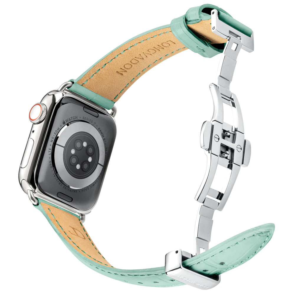 Alligator Mint für Damen | Geprägtes Lederarmband für Apple Watch (Grün)-Apple Watch Armbänder kaufen