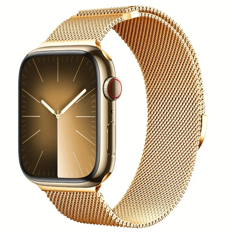 Milanaise Edelstahlarmband | Kompatibel mit Apple Watch-Gelbgold-BerlinBravo #farbe_Gelbgold