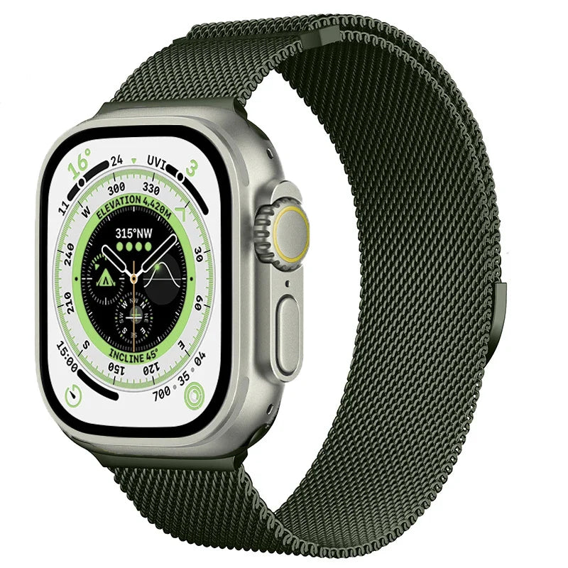 Milanaise Edelstahlarmband | Kompatibel mit Apple Watch-Grün-BerlinBravo #farbe_Grün