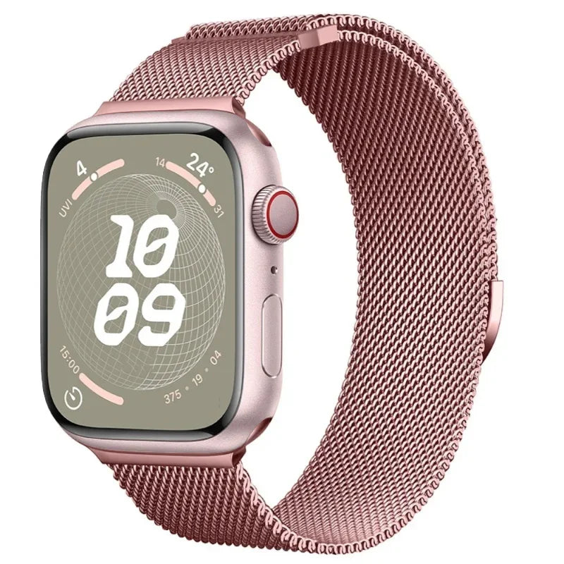 Milanaise Edelstahlarmband | Kompatibel mit Apple Watch-Pink-BerlinBravo #farbe_pink