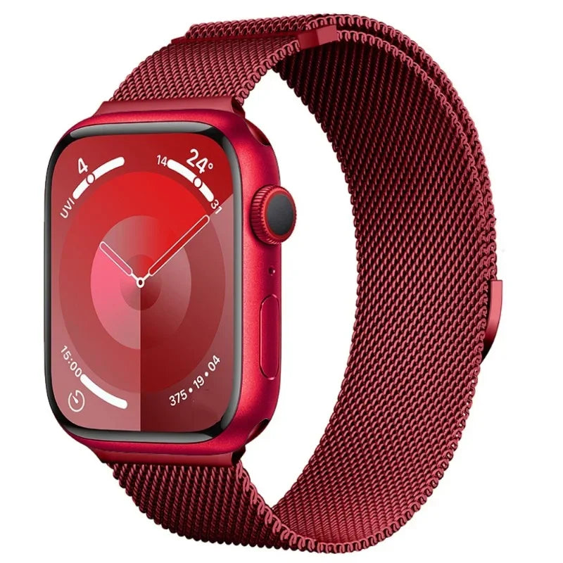 Milanaise Edelstahlarmband | Kompatibel mit Apple Watch-Rot-BerlinBravo #farbe_Rot