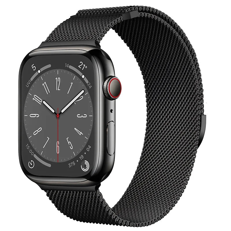 Milanaise Edelstahlarmband | Kompatibel mit Apple Watch-Schwarz-BerlinBravo #farbe_schwarz