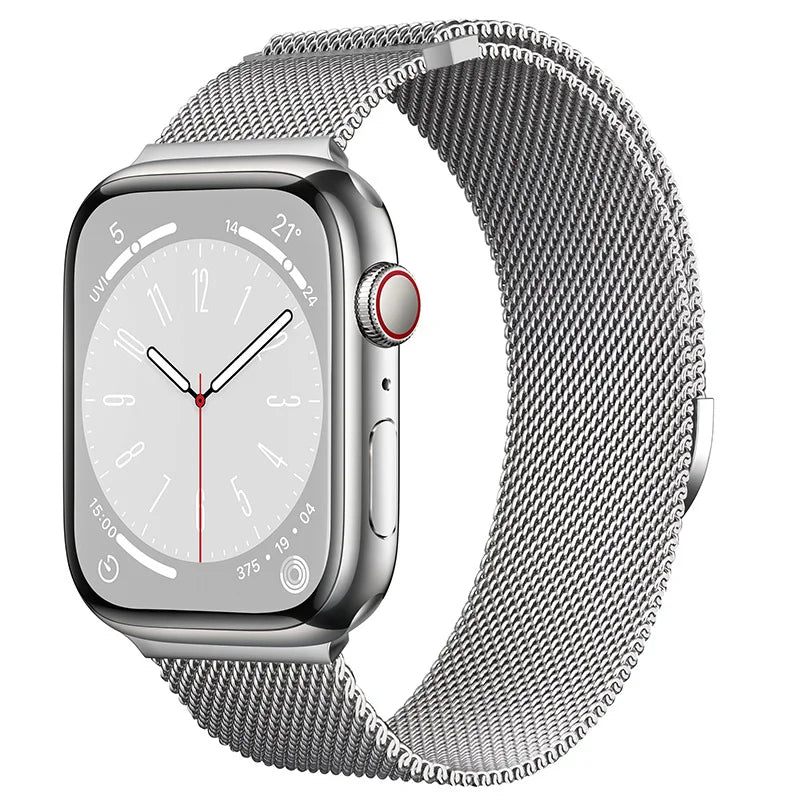 Milanaise Edelstahlarmband | Kompatibel mit Apple Watch-Silber-BerlinBravo #farbe_Silber