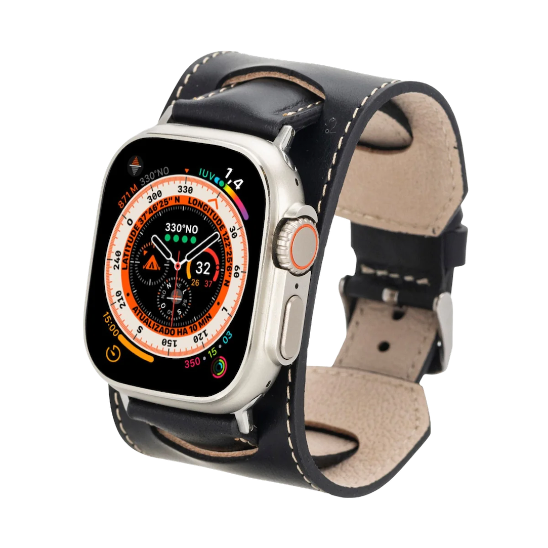 Black Cuff | Lederarmband für Apple Watch (Schwarz)-Apple Watch Armbänder kaufen #farbe_schwarz