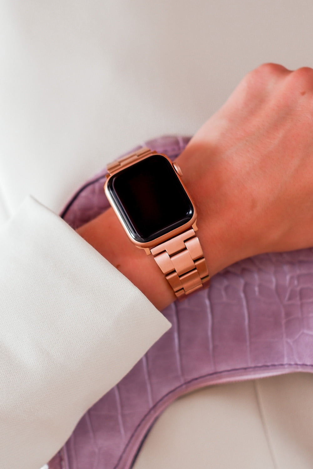 Rosé Gold Slim Edelstahl | Gliederarmband für Apple Watch (Gold)-BerlinBravo