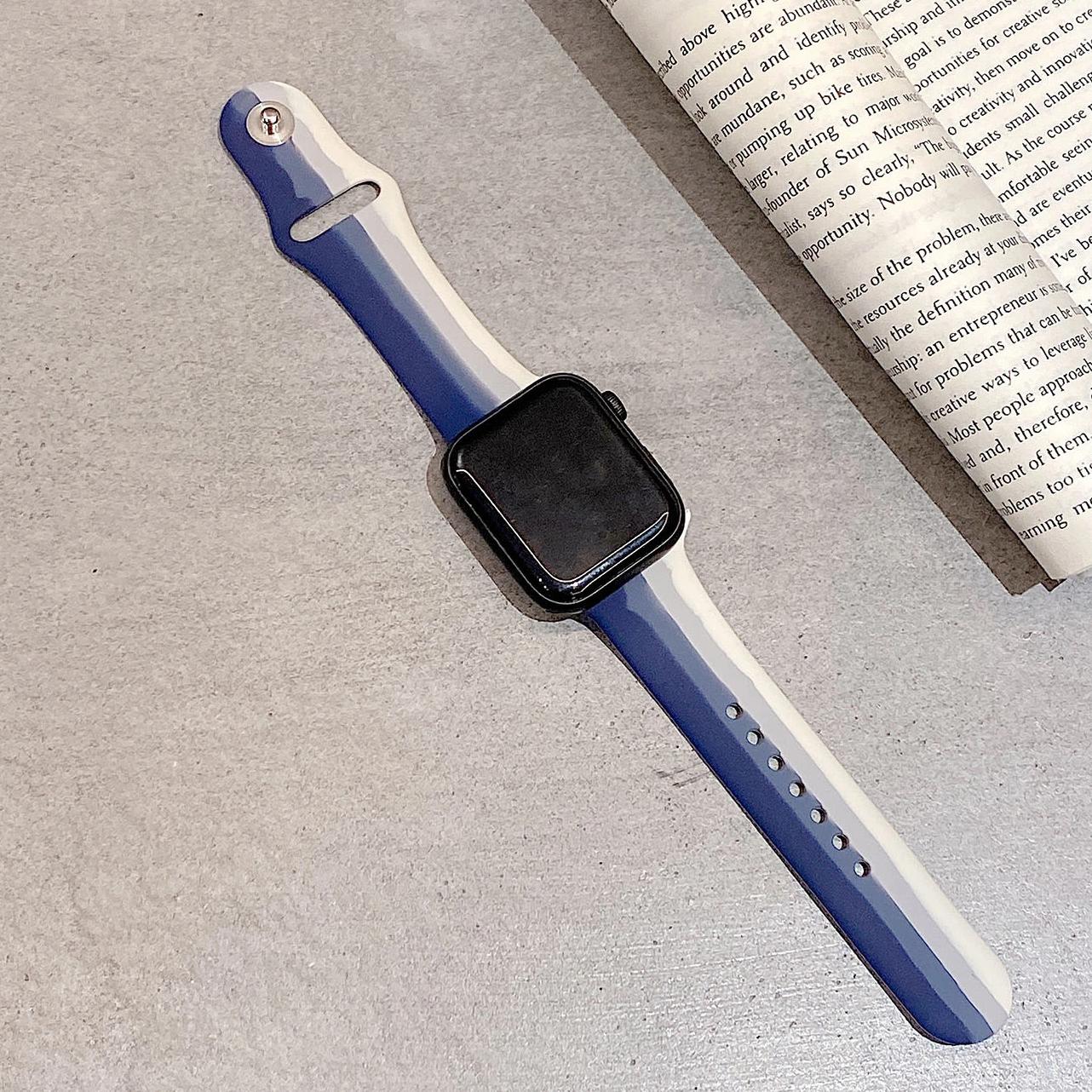 Silikon Colour-Block | Armband kompatibel mit Apple Watch-Blue-BerlinBravo