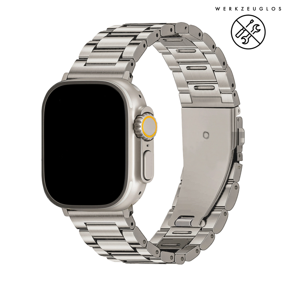 Titan 4 | Gliederarmband kompatibel mit Apple Watch Ultra Ultra-Silber-BerlinBravo