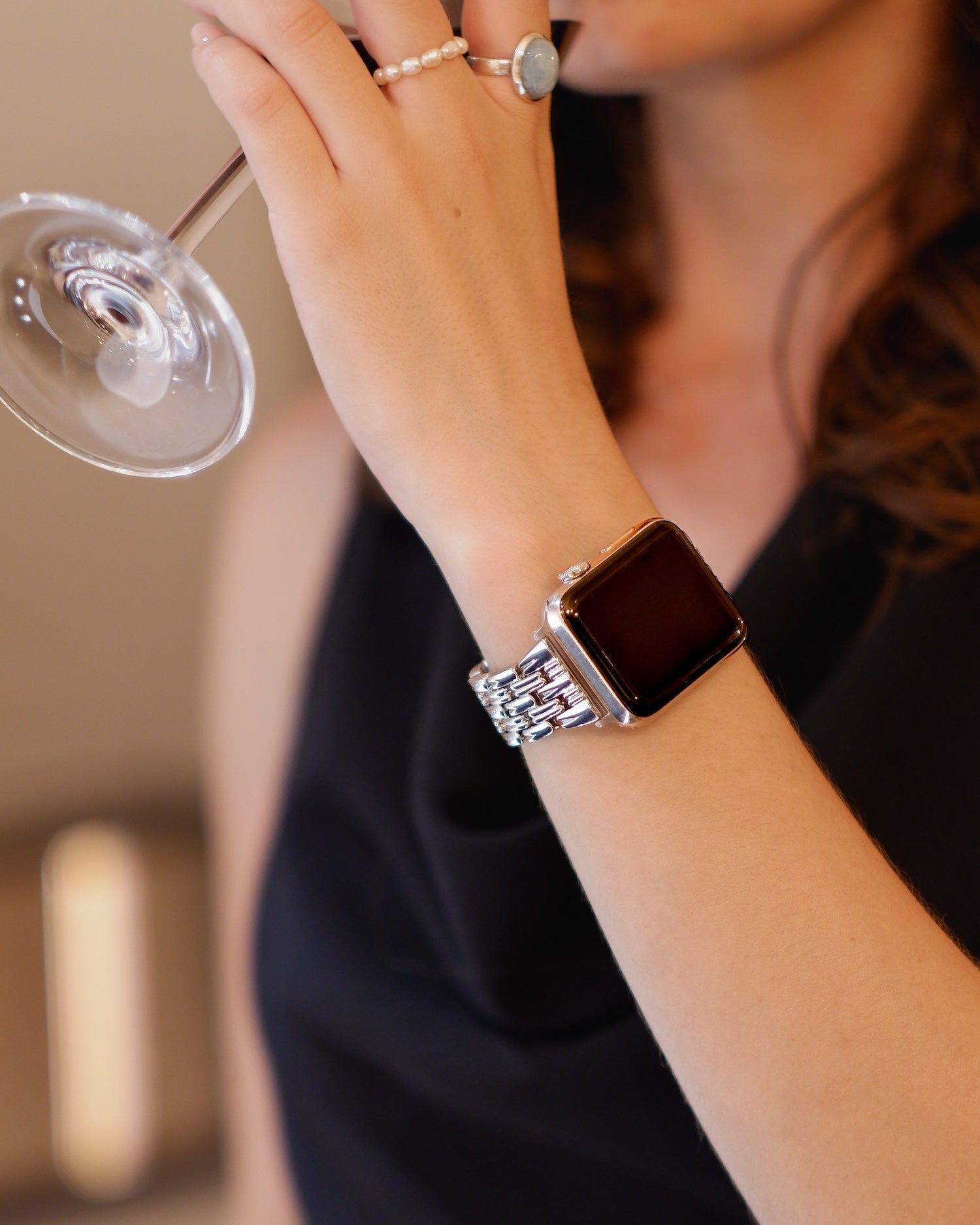 Tuscan Edelstahl | Gliederarmband kompatibel mit Apple Watch-Silber-BerlinBravo