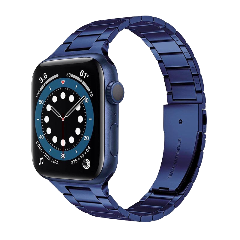 Ultradünn Blau - Slim Edelstahl | Gliederarmband für Apple Watch (Blau)-BerlinBravo