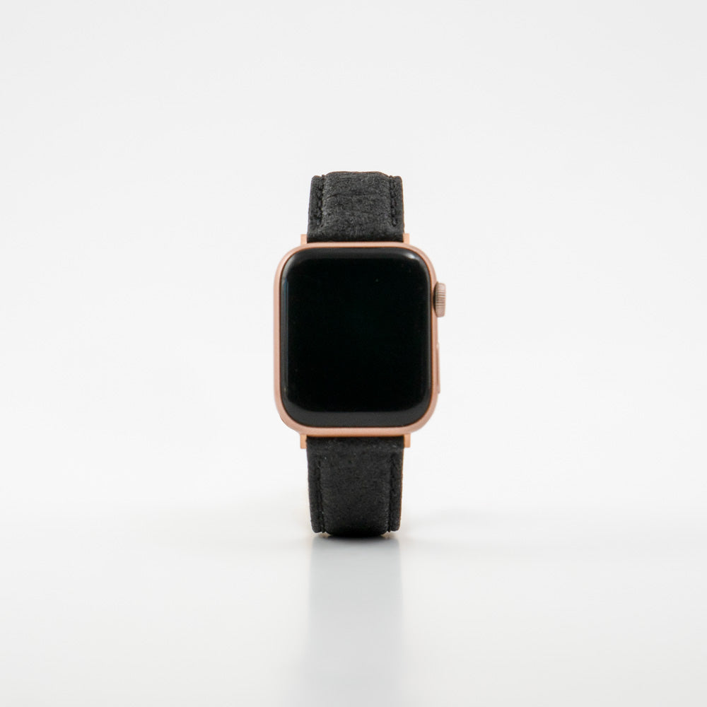 VEGAN Leder | Armband aus Ananasfasern kompatibel mit Apple Watch-Rough Black-BerlinBravo