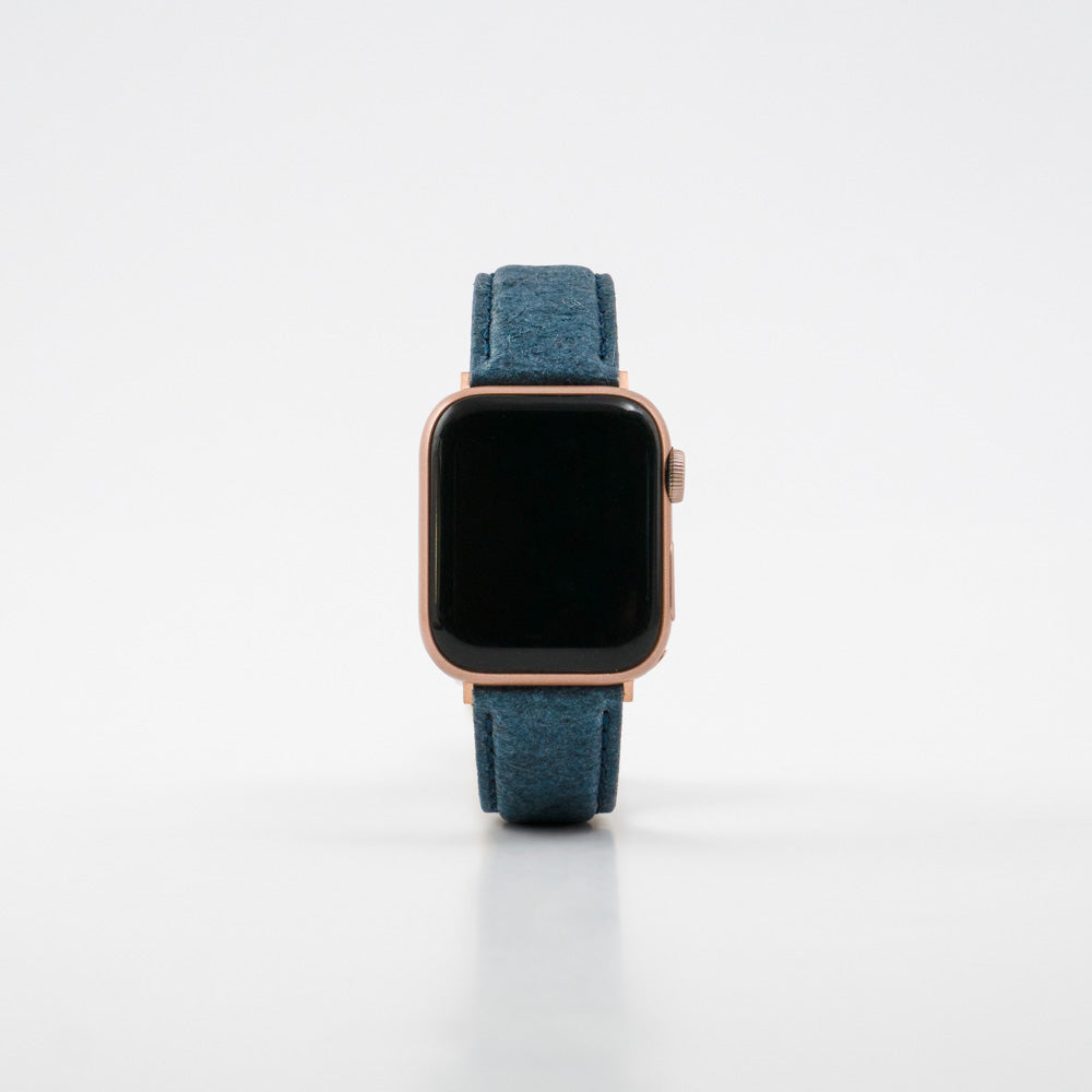 VEGAN Leder | Armband aus Ananasfasern kompatibel mit Apple Watch-Washed Indigo-BerlinBravo