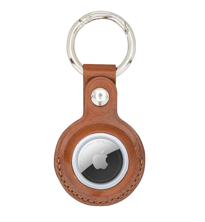 Whisky Brown Burnished AirTag Leather Key Ring | Anhänger für AirTag (Braun)-Apple Watch Armbänder kaufen #farbe_braun