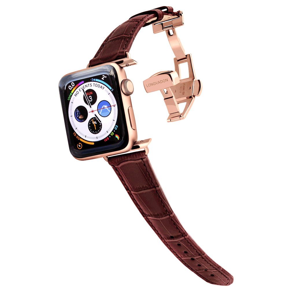 Alligator Mahogany Brown für Damen | Geprägtes Lederarmband für Apple Watch (Braun)-Apple Watch Armbänder kaufen