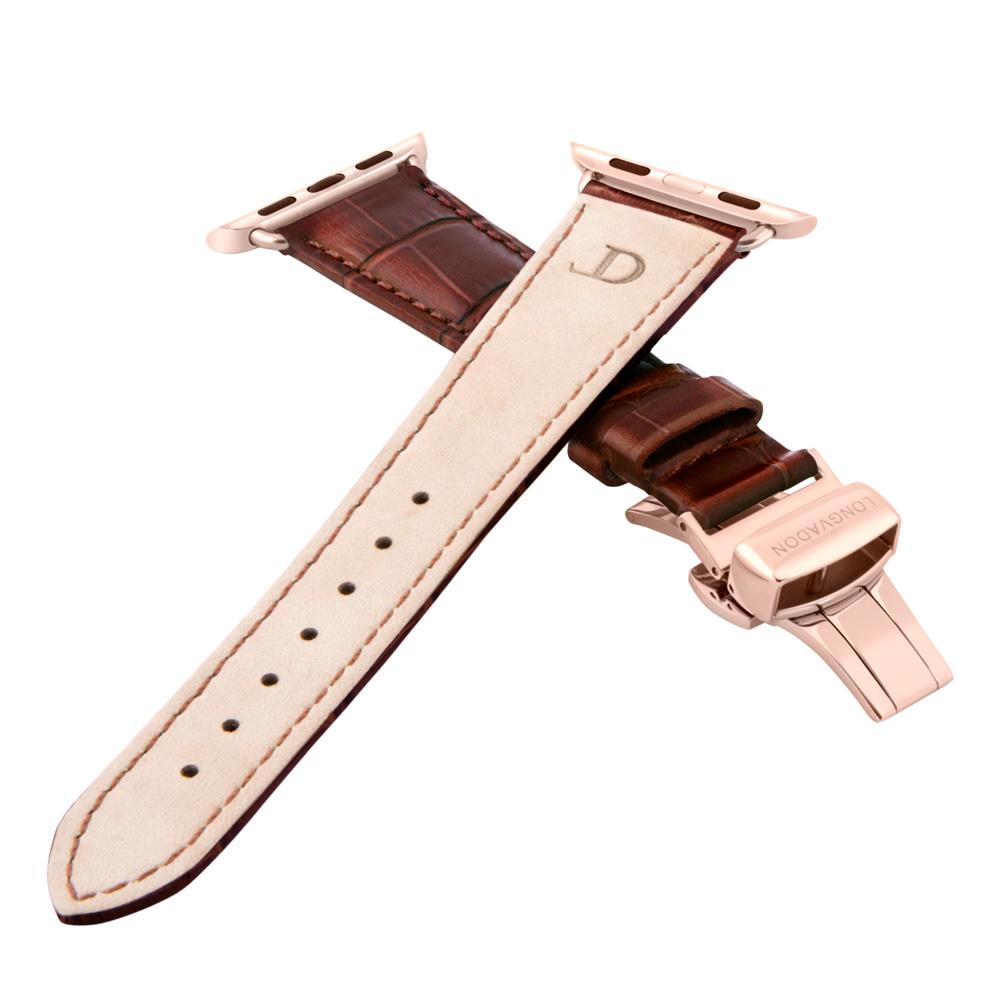 Alligator Mahogany Brown für Damen | Geprägtes Lederarmband für Apple Watch (Braun)-Apple Watch Armbänder kaufen