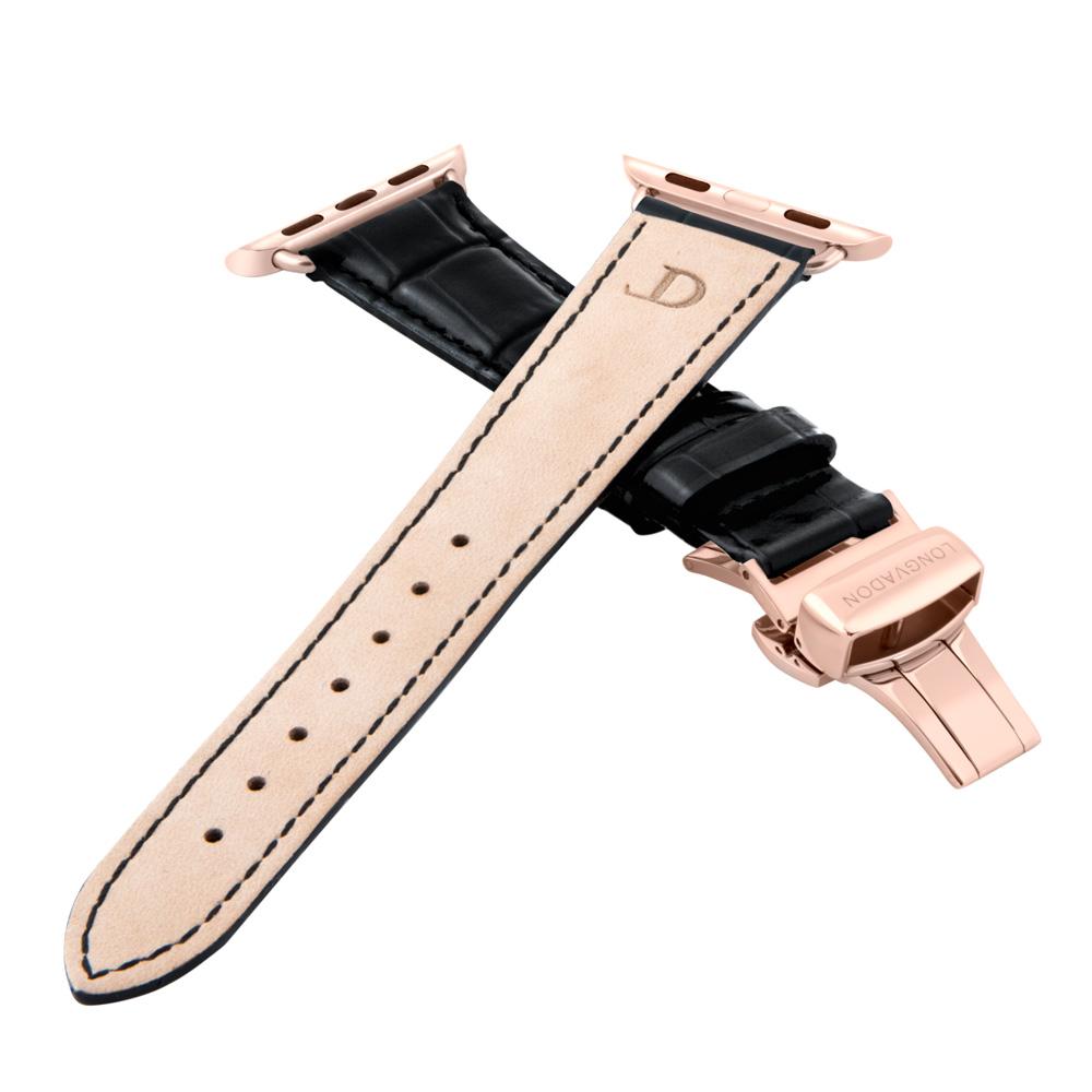 Alligator Midnight Black für Damen | Geprägtes Lederarmband für Apple Watch (Schwarz)-Apple Watch Armbänder kaufen