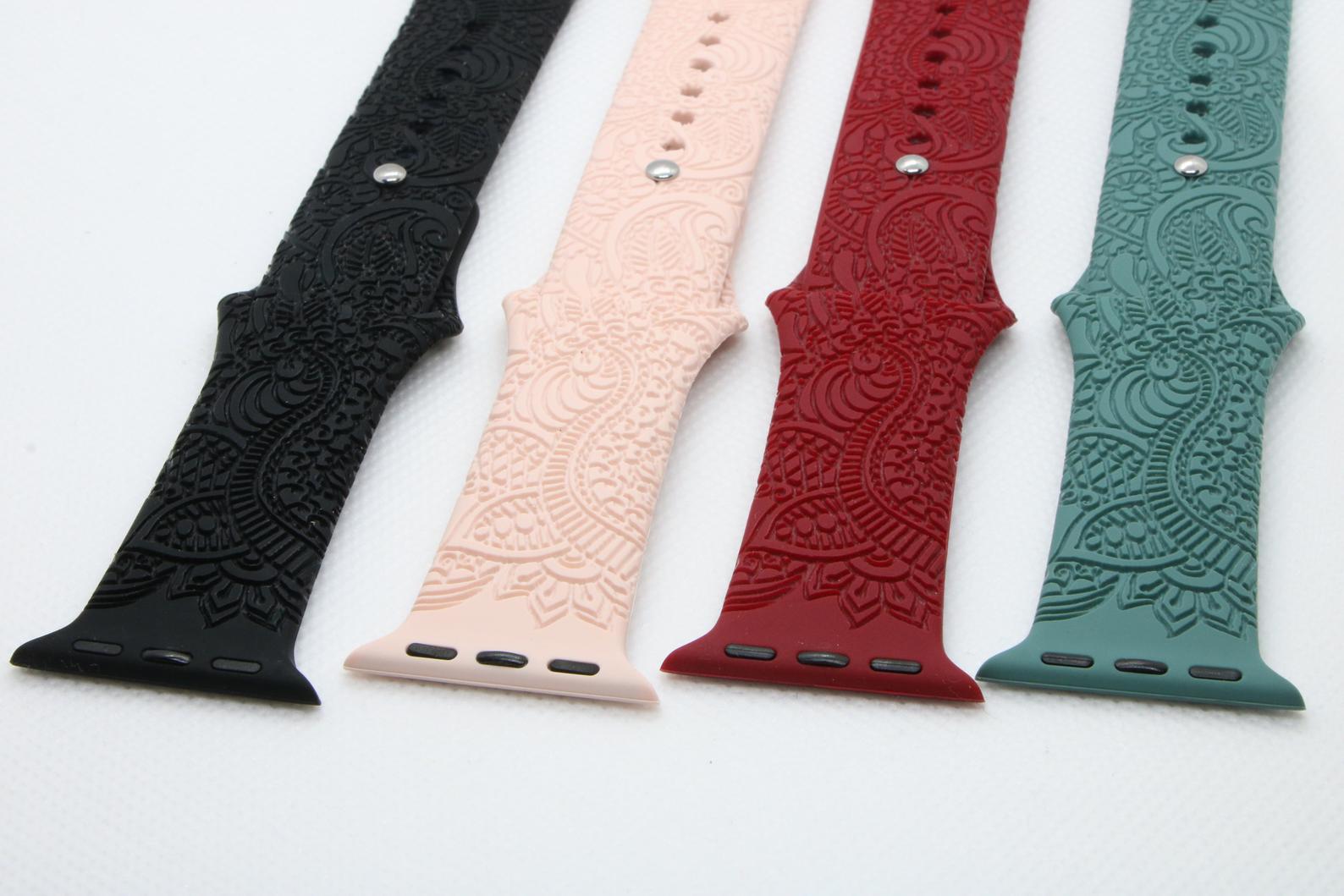 Pink Sand Engraved Silikon | Armband mit verschiedenen Mustern für Apple Watch (Rosa)-Apple Watch Armbänder kaufen